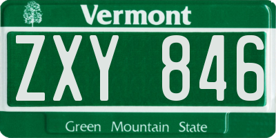 VT license plate ZXY846