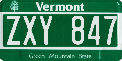 VT license plate ZXY847