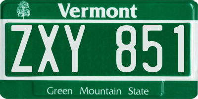 VT license plate ZXY851
