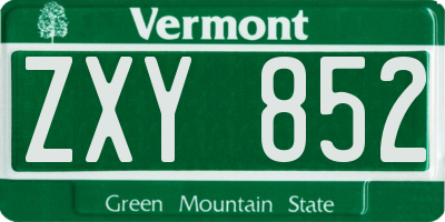 VT license plate ZXY852