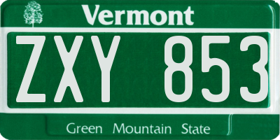 VT license plate ZXY853