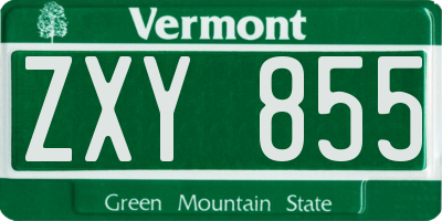 VT license plate ZXY855