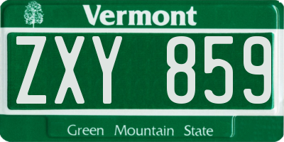 VT license plate ZXY859