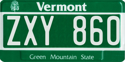 VT license plate ZXY860