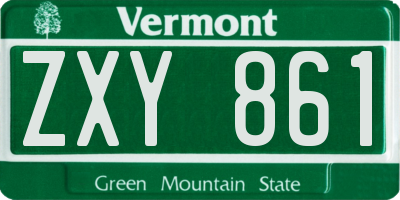 VT license plate ZXY861