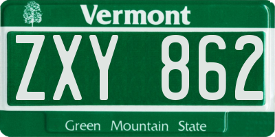 VT license plate ZXY862
