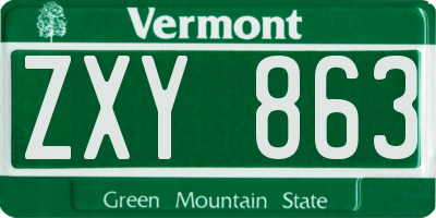 VT license plate ZXY863