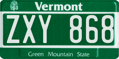 VT license plate ZXY868