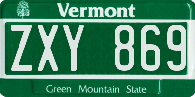 VT license plate ZXY869