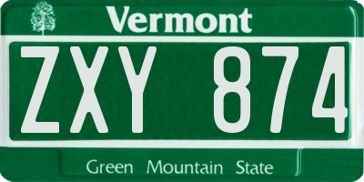 VT license plate ZXY874