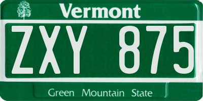 VT license plate ZXY875