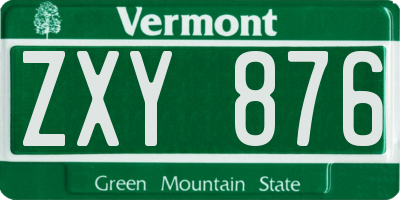 VT license plate ZXY876