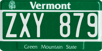 VT license plate ZXY879