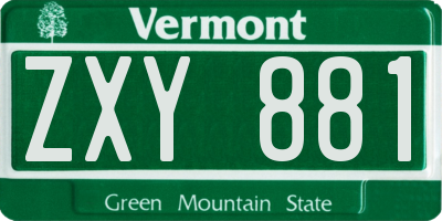 VT license plate ZXY881