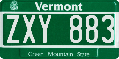 VT license plate ZXY883