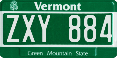 VT license plate ZXY884