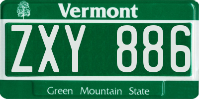 VT license plate ZXY886