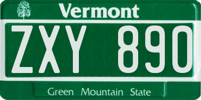 VT license plate ZXY890