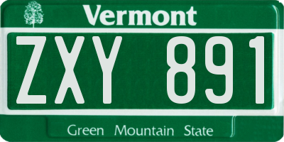 VT license plate ZXY891