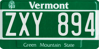 VT license plate ZXY894
