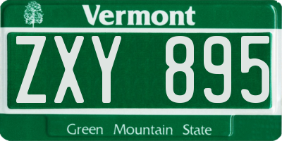 VT license plate ZXY895
