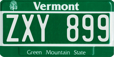 VT license plate ZXY899