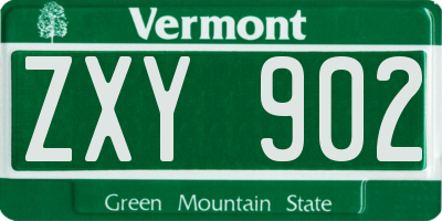 VT license plate ZXY902