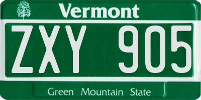 VT license plate ZXY905