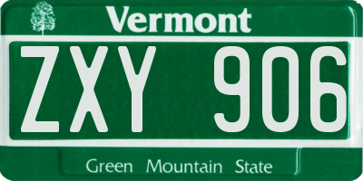 VT license plate ZXY906