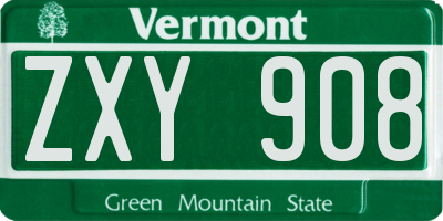 VT license plate ZXY908