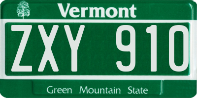 VT license plate ZXY910