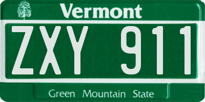VT license plate ZXY911