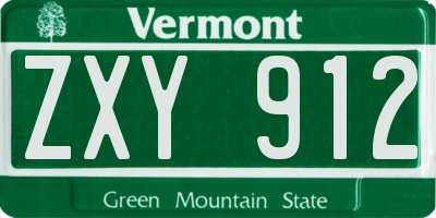 VT license plate ZXY912