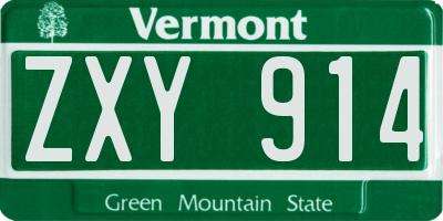 VT license plate ZXY914