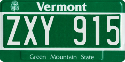 VT license plate ZXY915