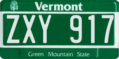 VT license plate ZXY917