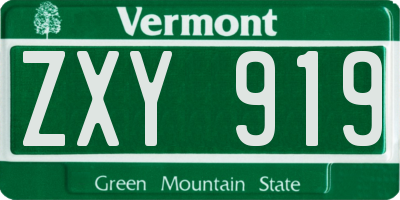 VT license plate ZXY919