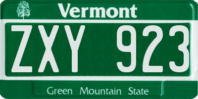 VT license plate ZXY923