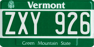 VT license plate ZXY926