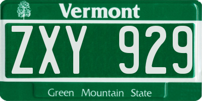 VT license plate ZXY929