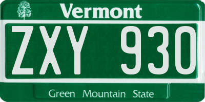 VT license plate ZXY930