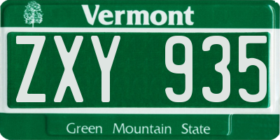 VT license plate ZXY935