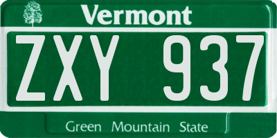 VT license plate ZXY937