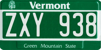 VT license plate ZXY938