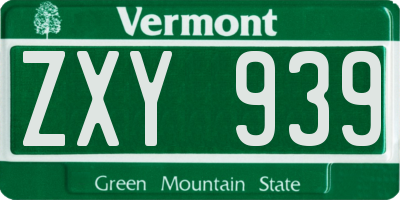 VT license plate ZXY939