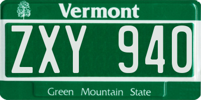 VT license plate ZXY940