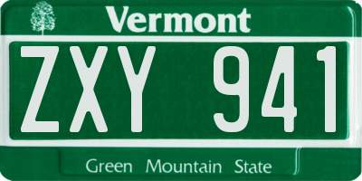 VT license plate ZXY941