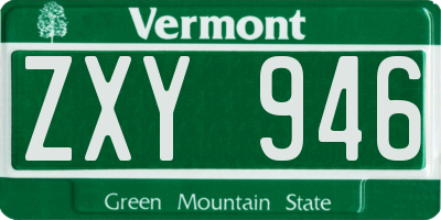 VT license plate ZXY946