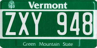 VT license plate ZXY948