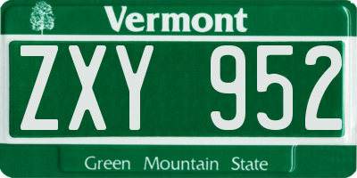 VT license plate ZXY952